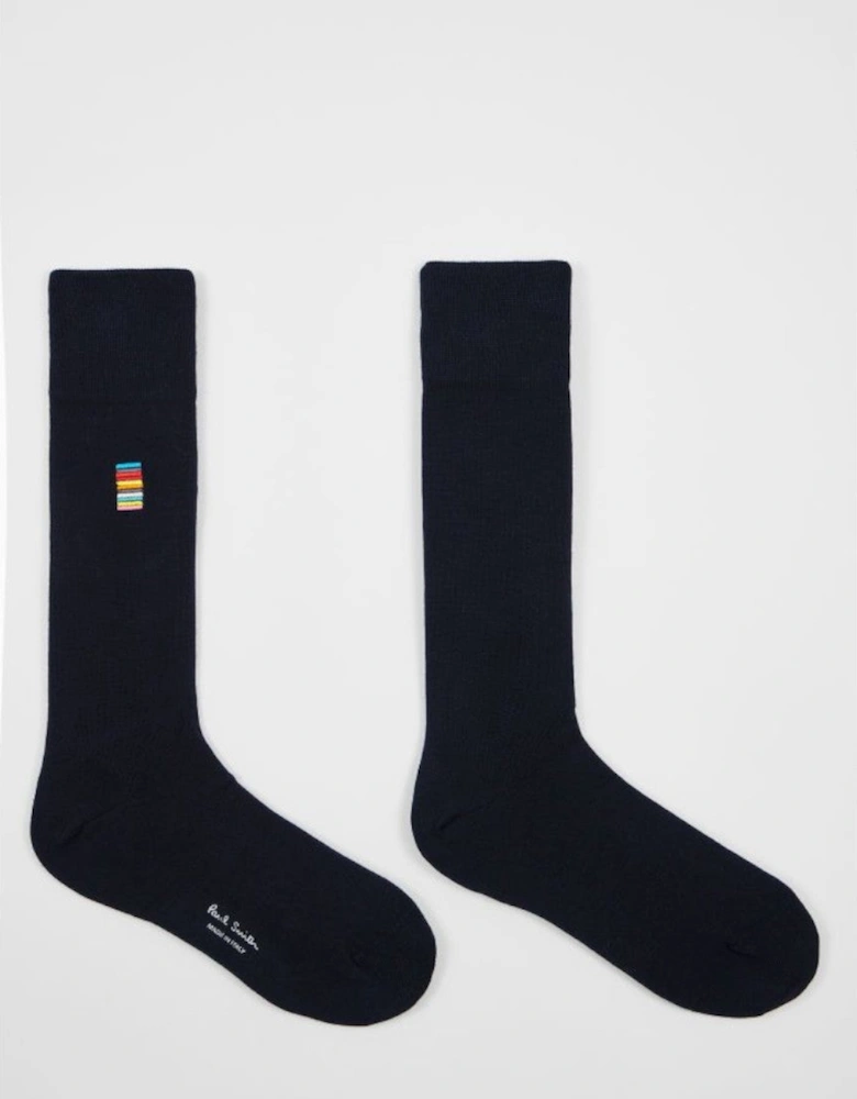 Alfie Signature Embroidered Socks 47 Navy