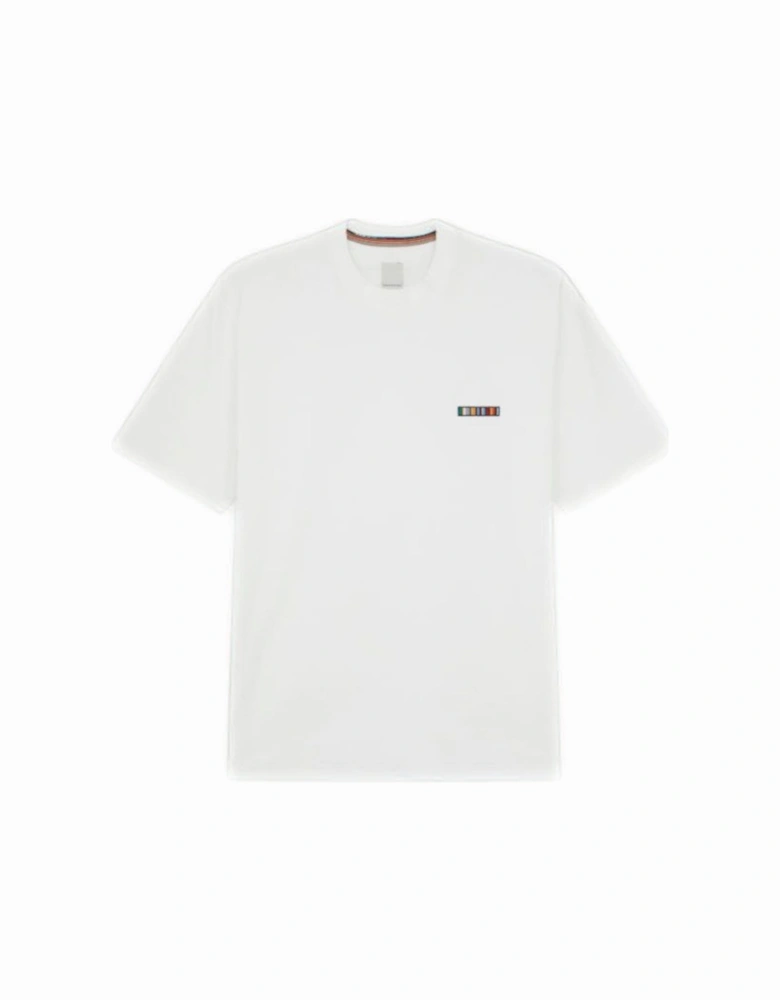 Multi Stripe Embroidered T-Shirt 01 WHITE