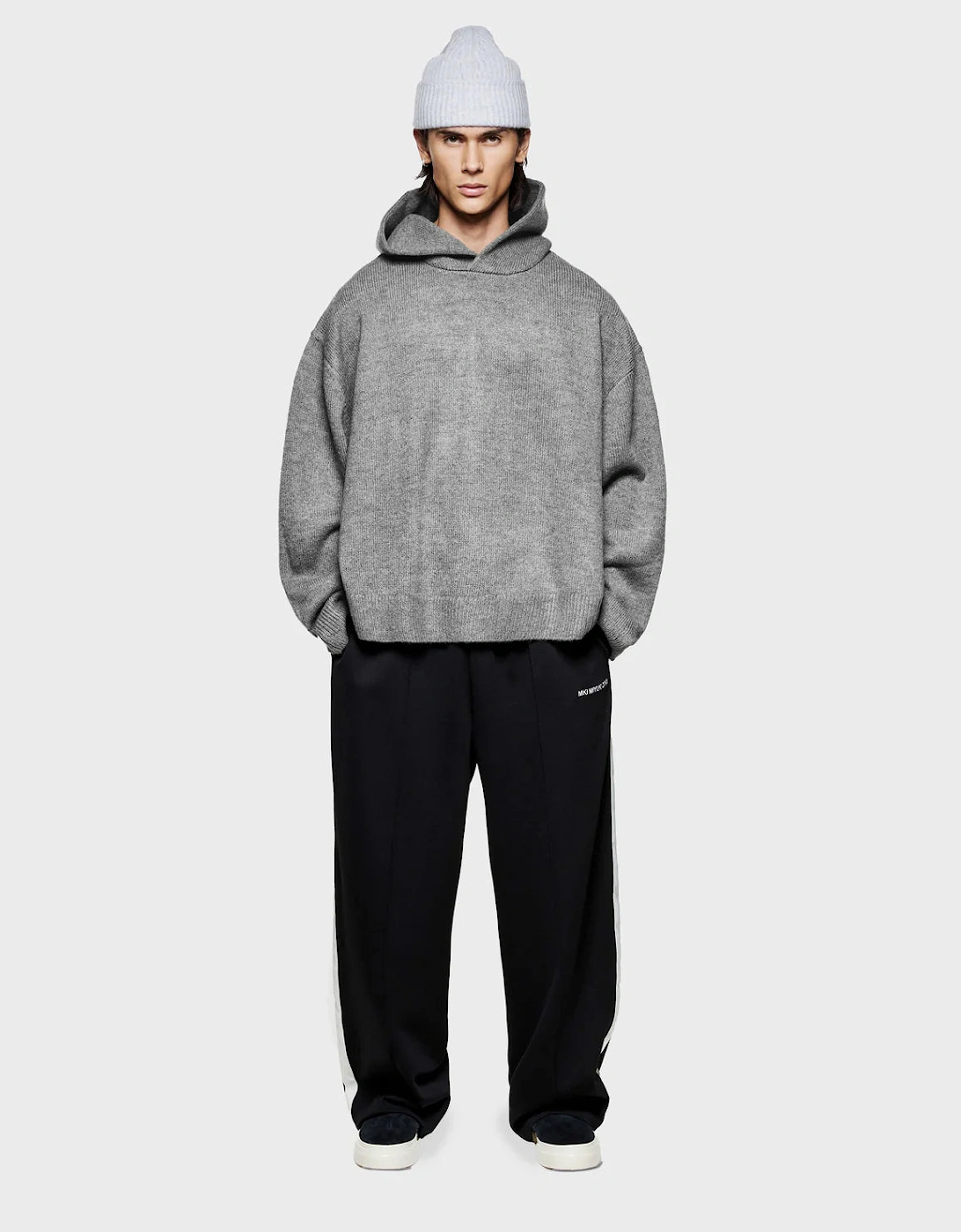 Oversized Fit Mohair Blend Knit Hoodie