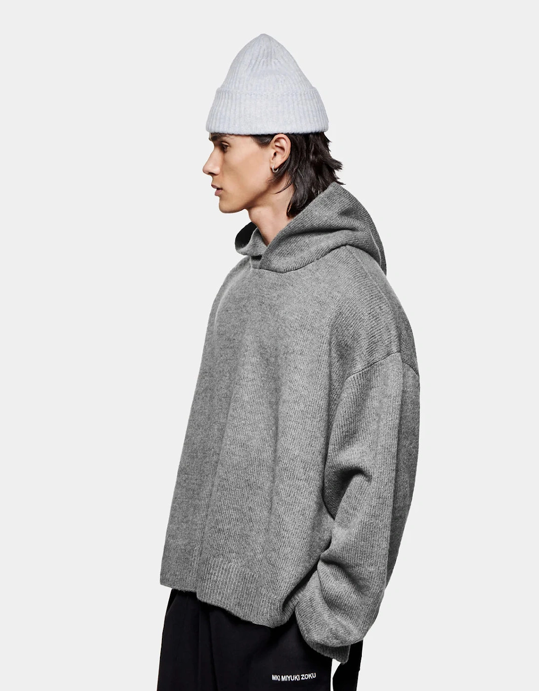 Oversized Fit Mohair Blend Knit Hoodie