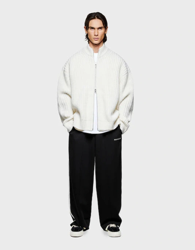 Oversized Fit Chunky Rib Knit Track Jacket