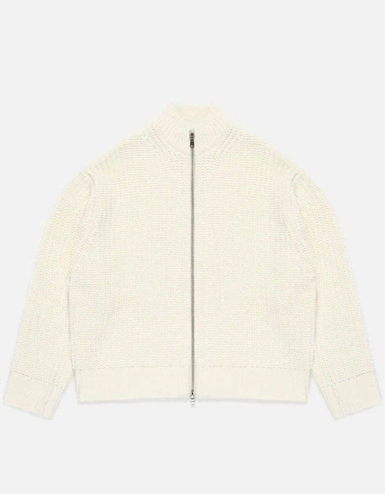 Oversized Fit Chunky Rib Knit Track Jacket