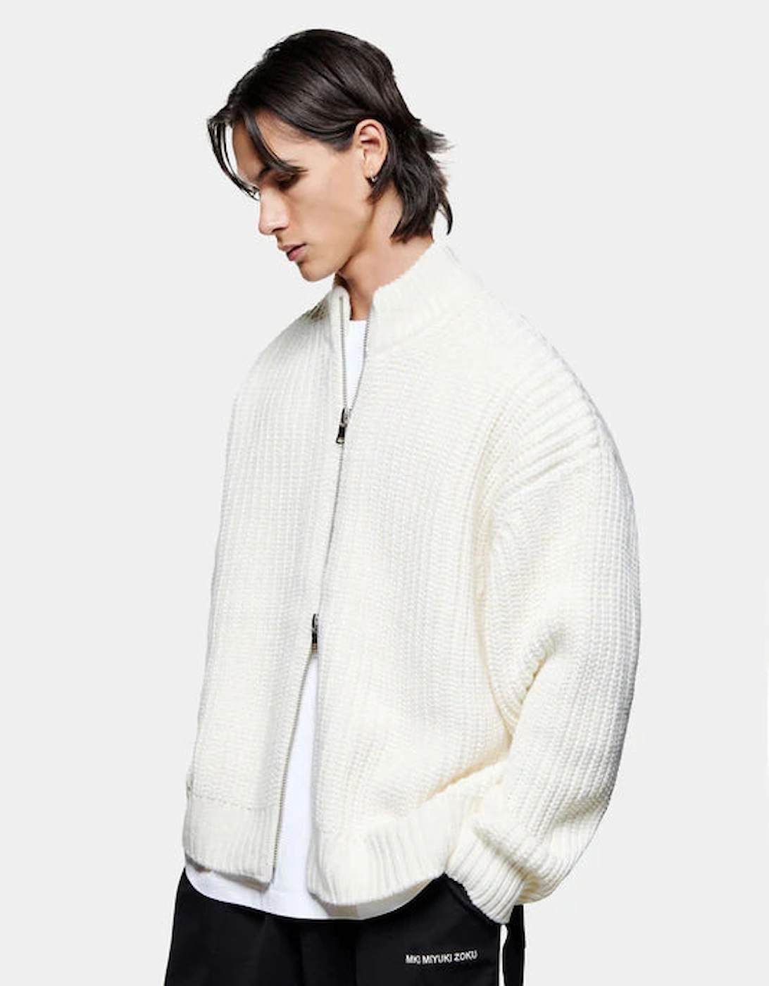 Oversized Fit Chunky Rib Knit Track Jacket, 9 of 8