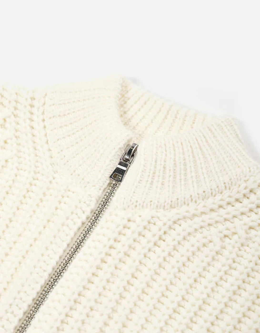 Oversized Fit Chunky Rib Knit Track Jacket