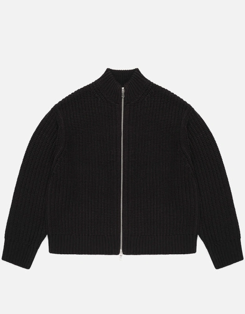 Oversized Fit Chunky Rib Knit Track Jacket