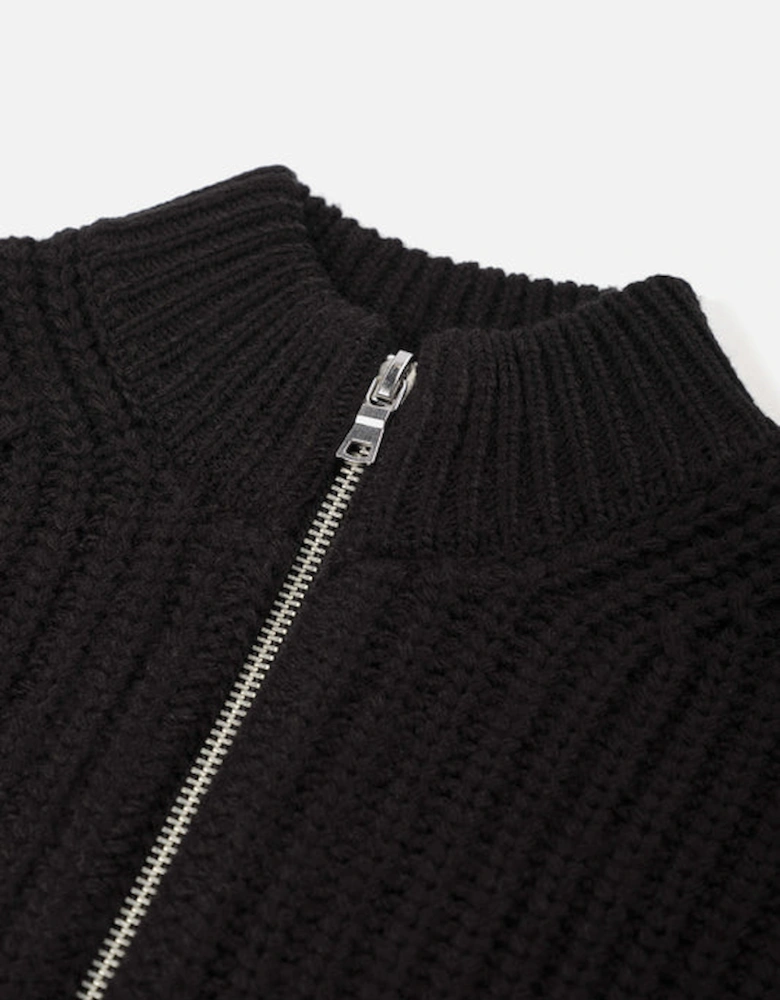 Oversized Fit Chunky Rib Knit Track Jacket