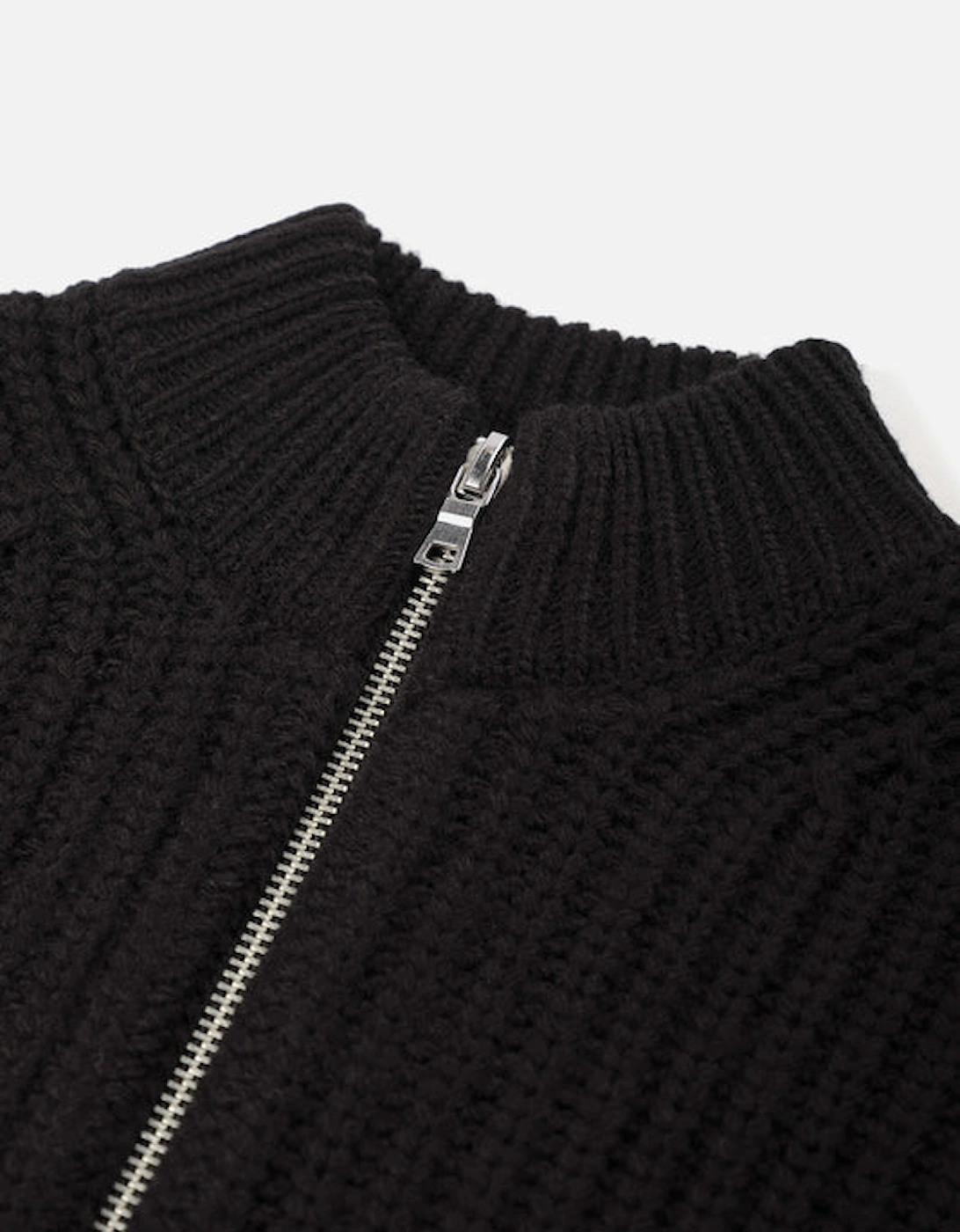 Oversized Fit Chunky Rib Knit Track Jacket