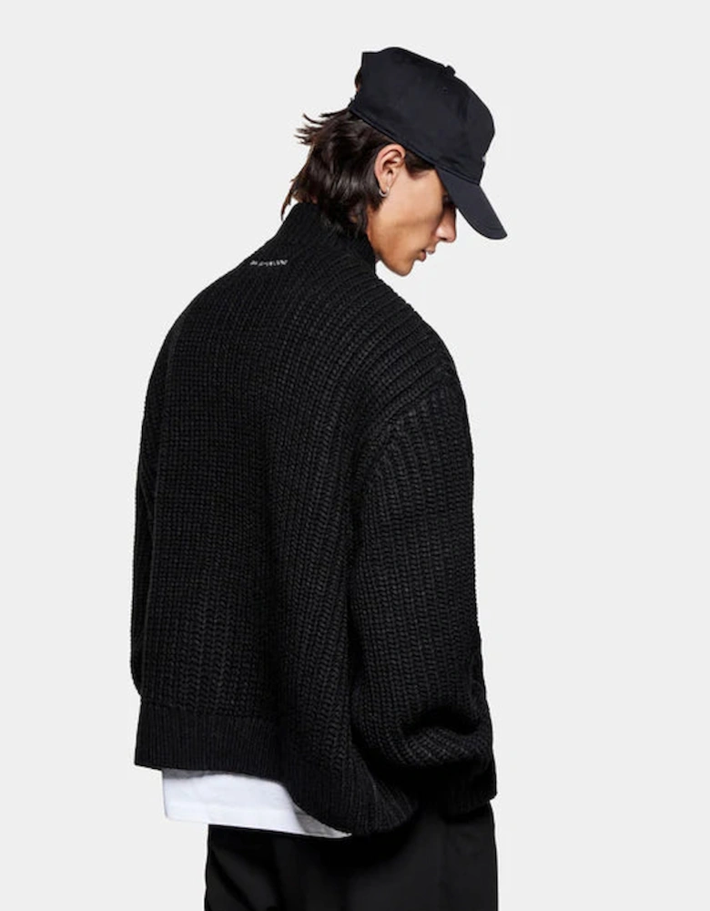 Oversized Fit Chunky Rib Knit Track Jacket