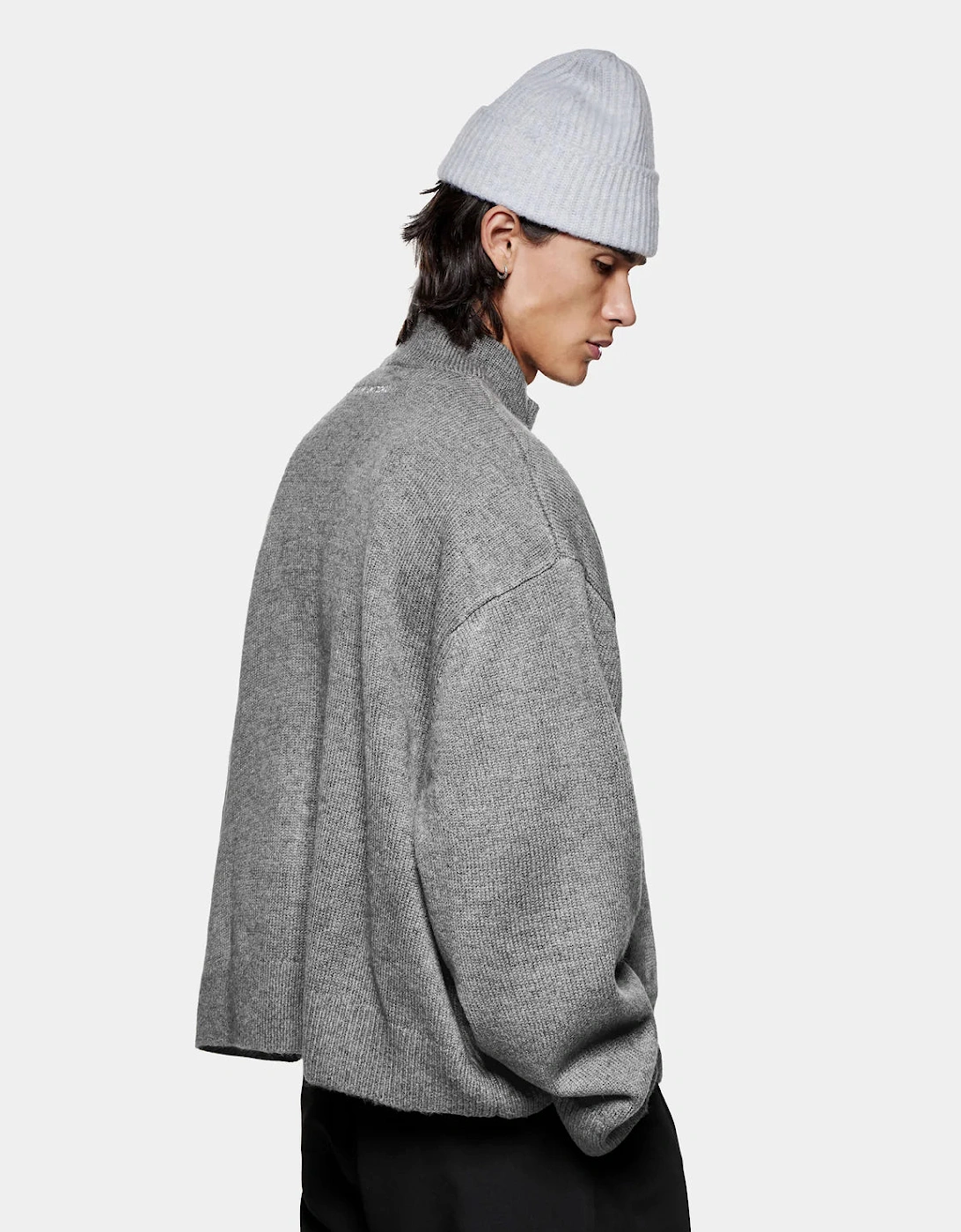 Oversized Fit Mohair Blend Knit Track Jacket