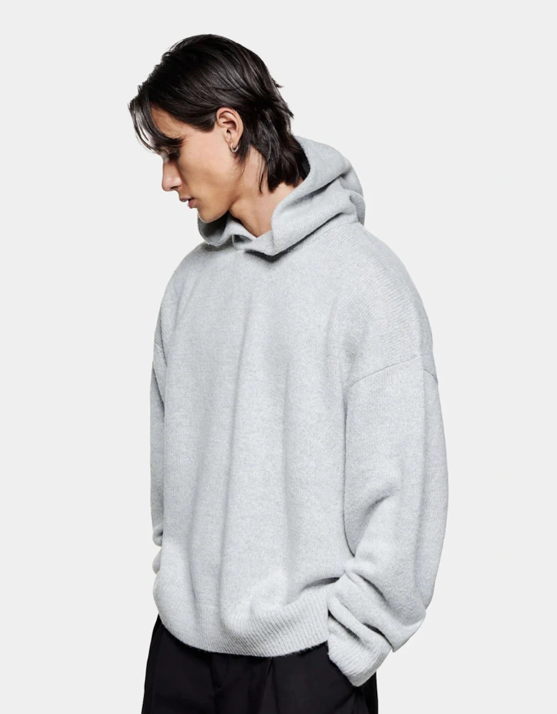 Oversized Fit Mohair Blend Knit Hoodie