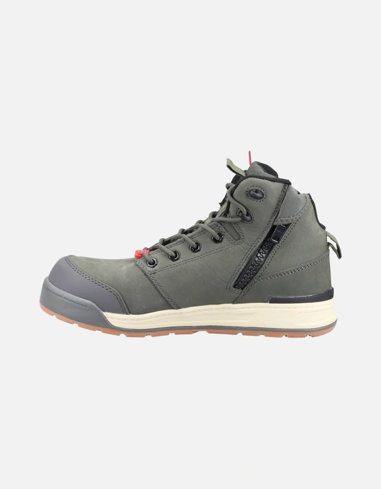 model 3056 Lace Zip Safety Boot Male in Olive