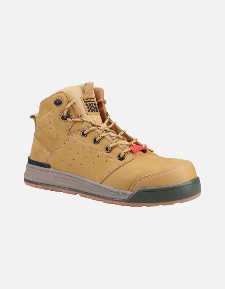 3056 Lace Zip Leather Wheat Safety Boots