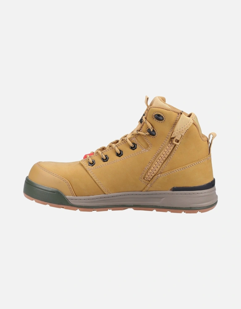 3056 Lace Zip Leather Wheat Safety Boots