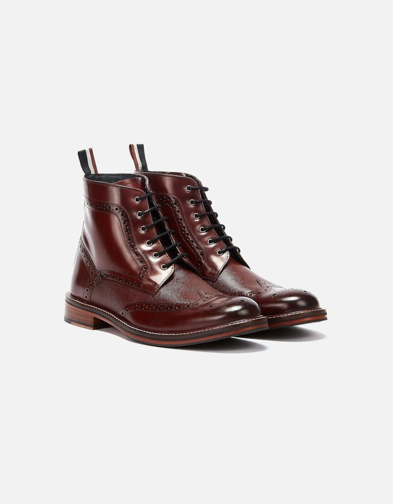 Alfred Brogue Leather Men's Burgundy Boots