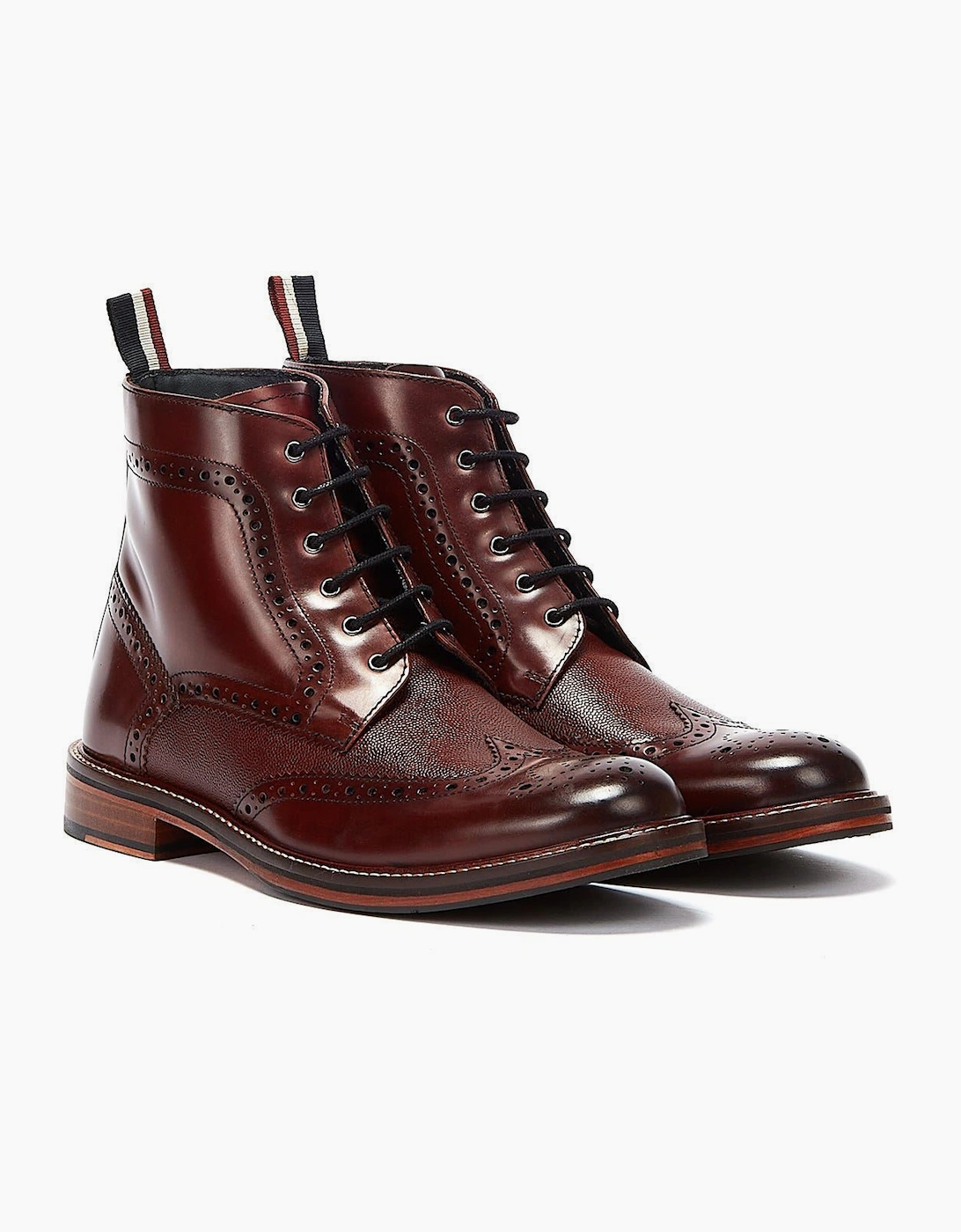 Men's Ben Sherman - BS12604 MENS ALFRED BROGUE BOOT BURGUNDY - Size: 9