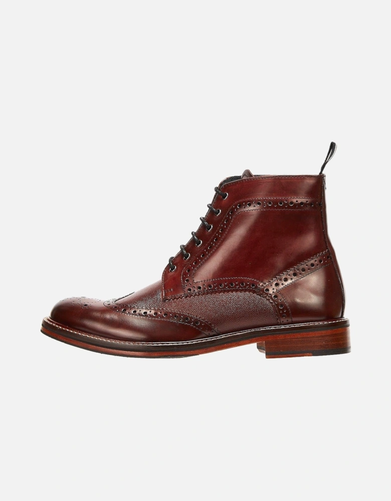 Alfred Brogue Leather Men's Burgundy Boots