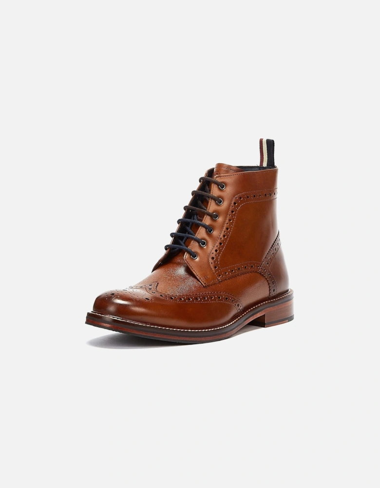 Alfred Brogue Leather Men's Tan Boots