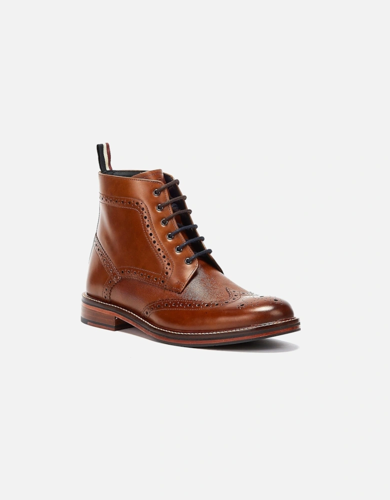 Alfred Brogue Leather Men's Tan Boots