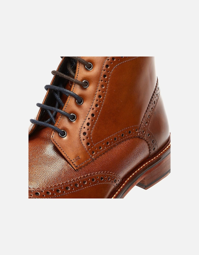 Alfred Brogue Leather Men's Tan Boots