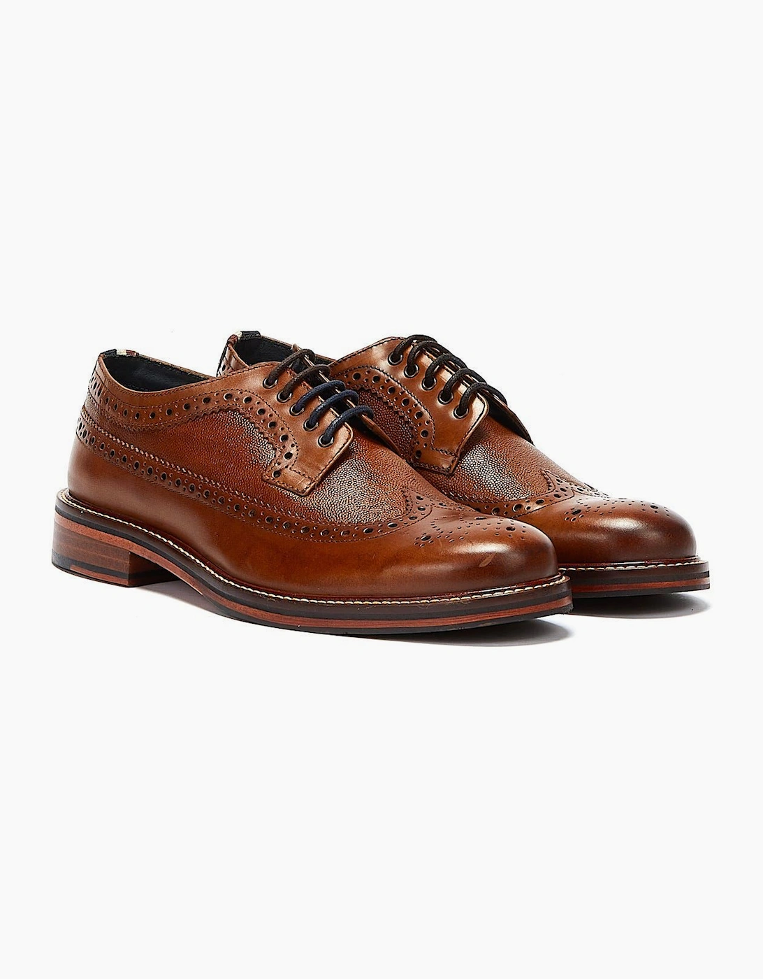 Ben Sherman Men's Brown Archie Brogue Leather Tan Lace-Up Shoes - Size: 7