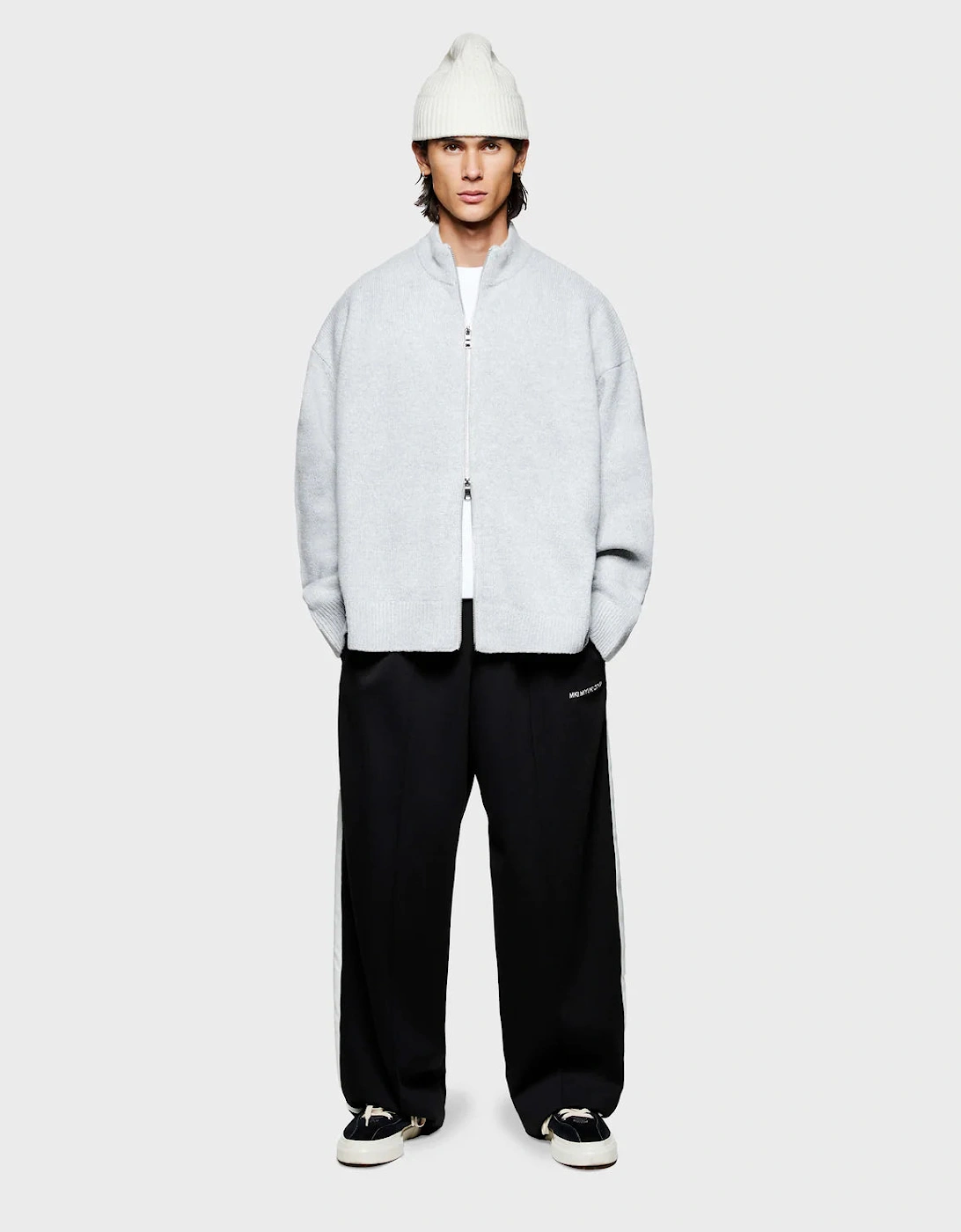 Oversized Fit Mohair Blend Knit Track Jacket