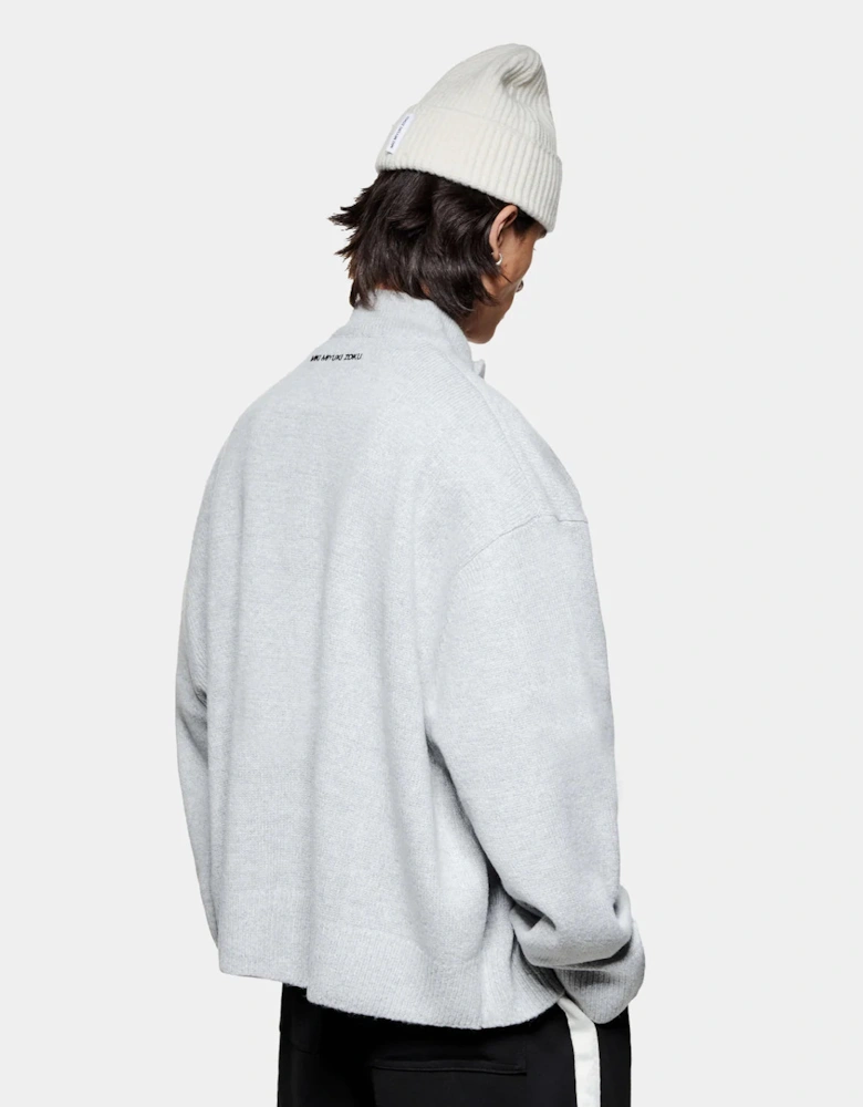 Oversized Fit Mohair Blend Knit Track Jacket