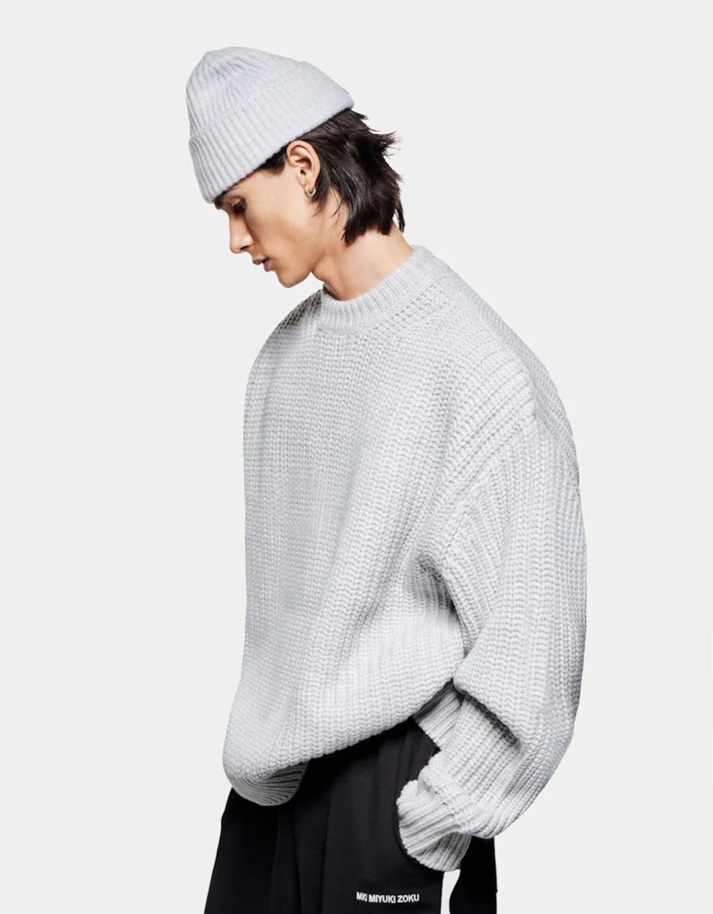 Oversized Fit Chunky Rib Knit Crewneck Jumper