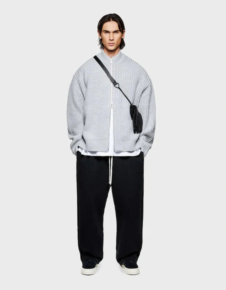 Oversized Fit Chunky Rib Knit Track Jacket