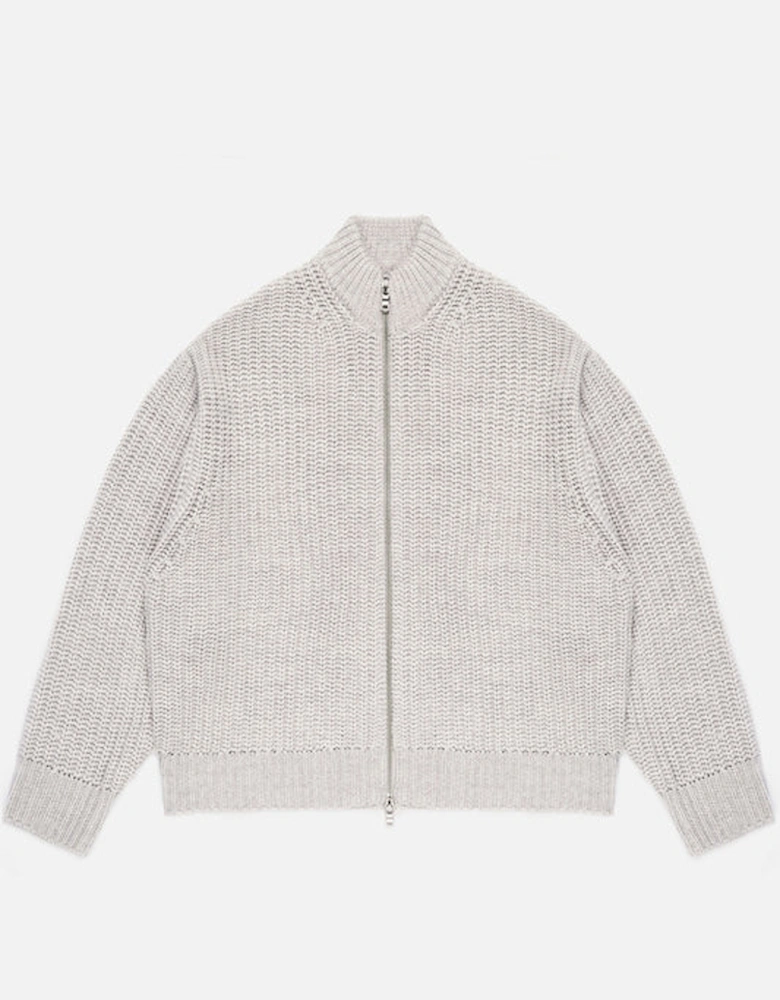 Oversized Fit Chunky Rib Knit Track Jacket