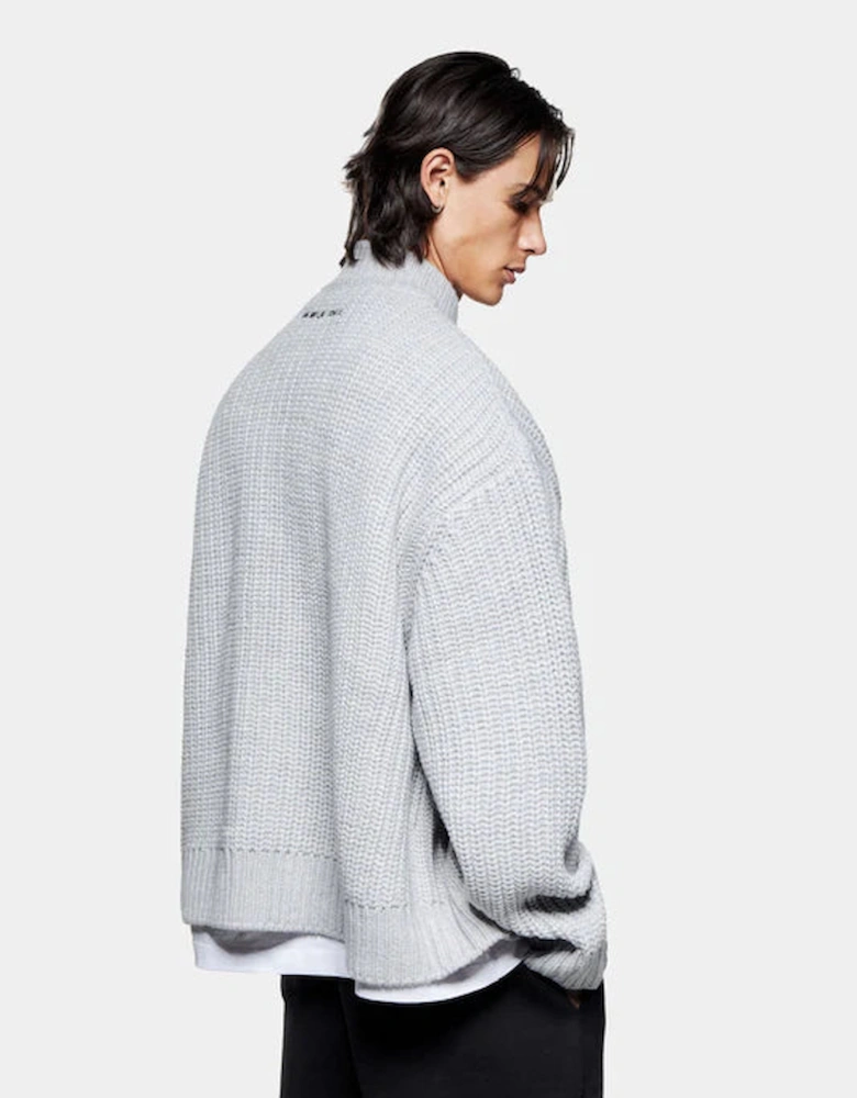 Oversized Fit Chunky Rib Knit Track Jacket