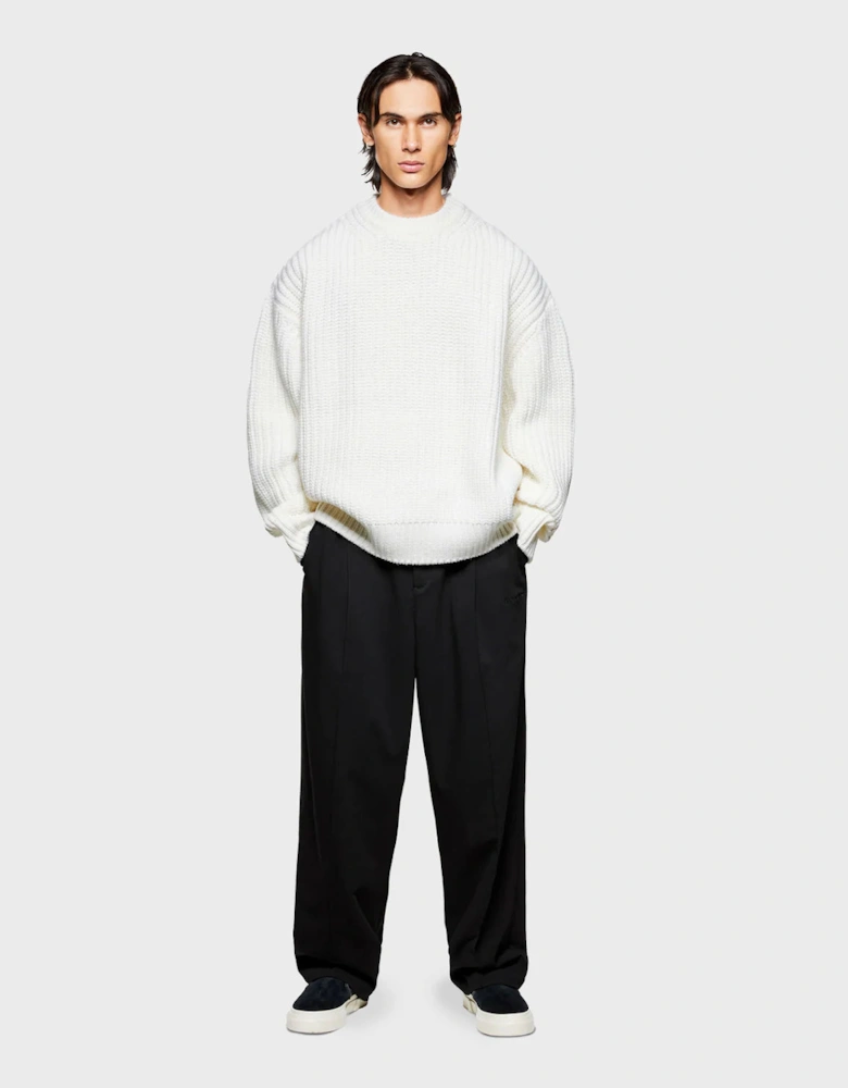 Oversized Fit Chunky Rib Knit Crewneck Jumper