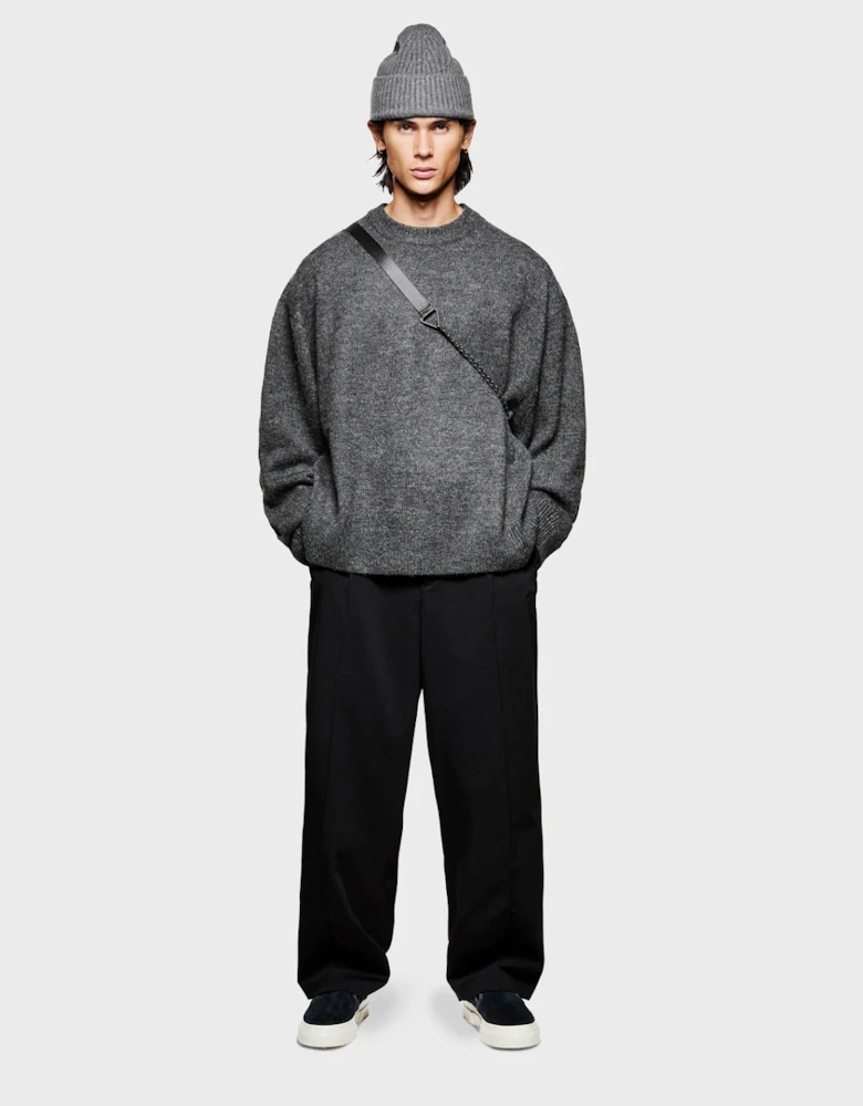 Oversized Fit Mohair Blend Knit Crew Jumper