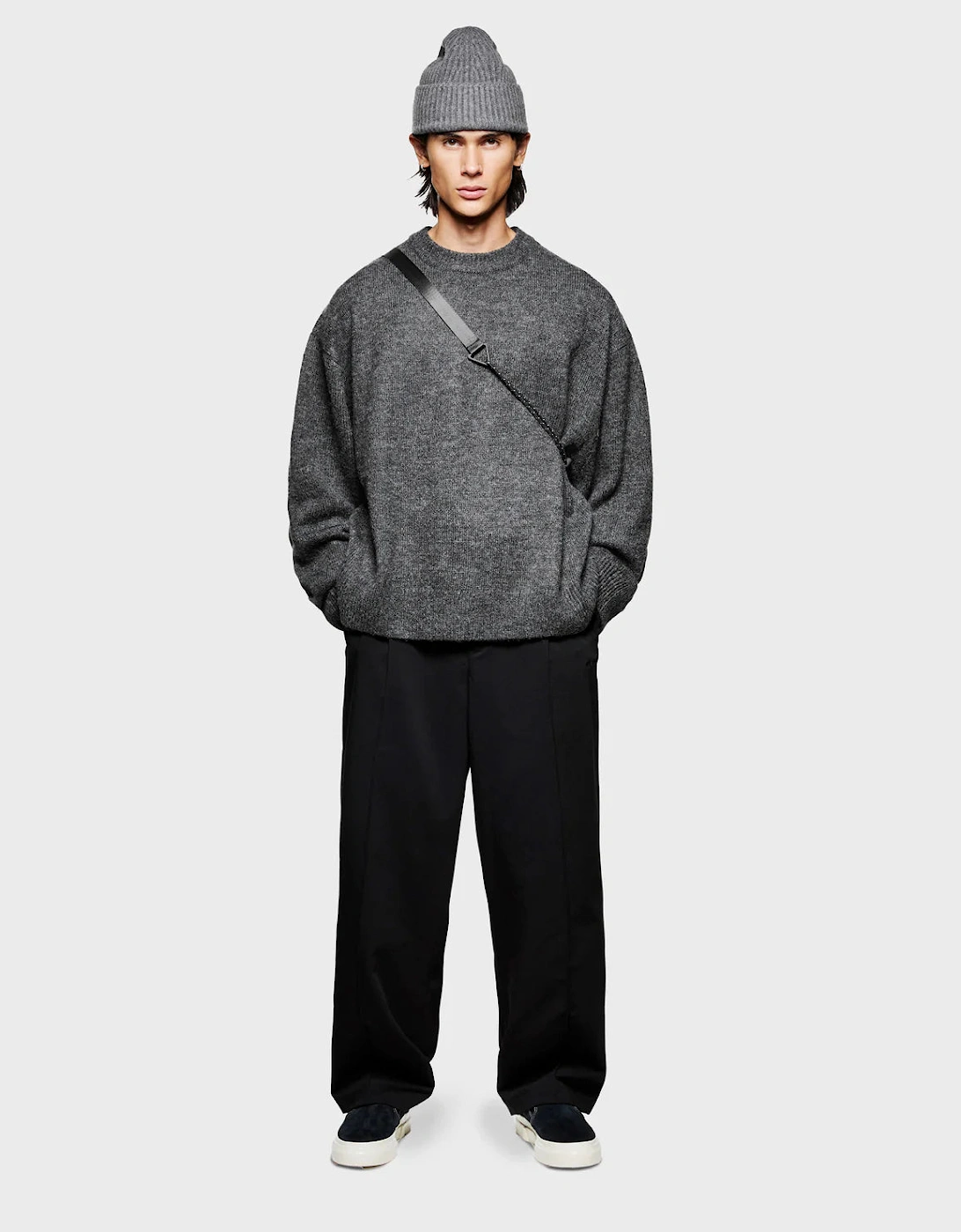 Oversized Fit Mohair Blend Knit Crew Jumper