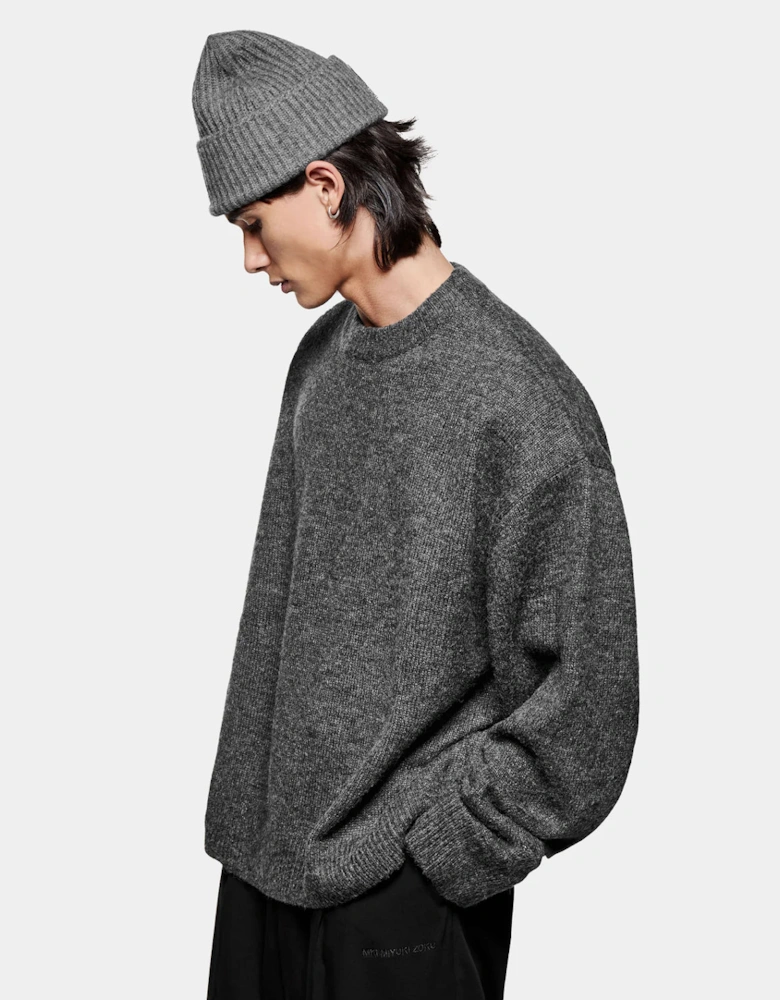 Oversized Fit Mohair Blend Knit Crew Jumper