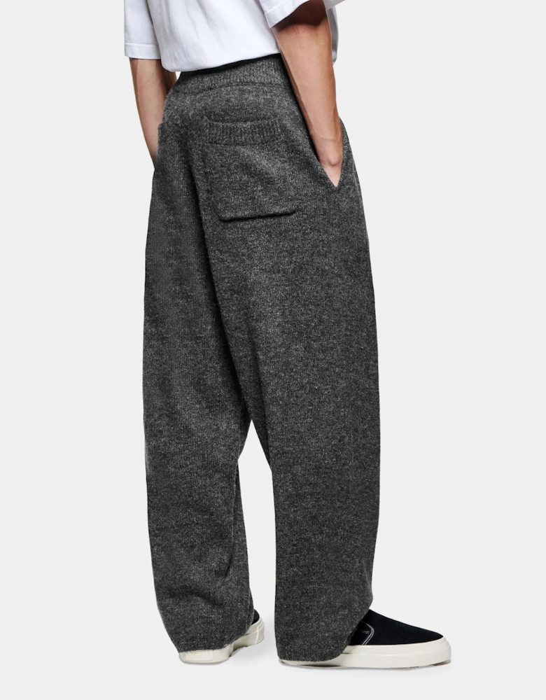 Relaxed Fit Mohair Blend Knit Wide Leg Joggers