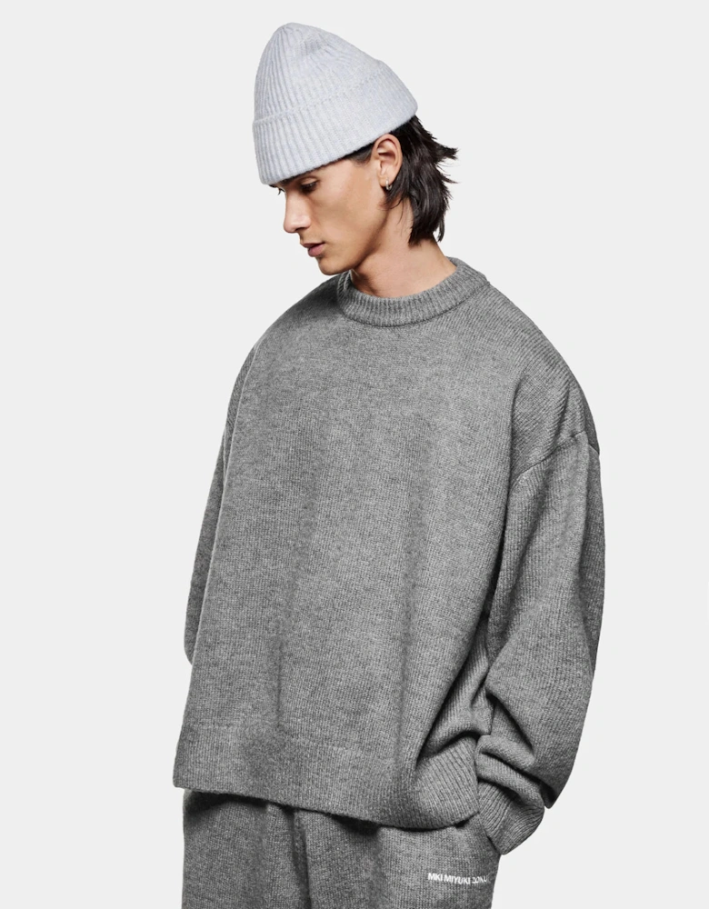 Oversized Fit Mohair Blend Knit Crew Jumper