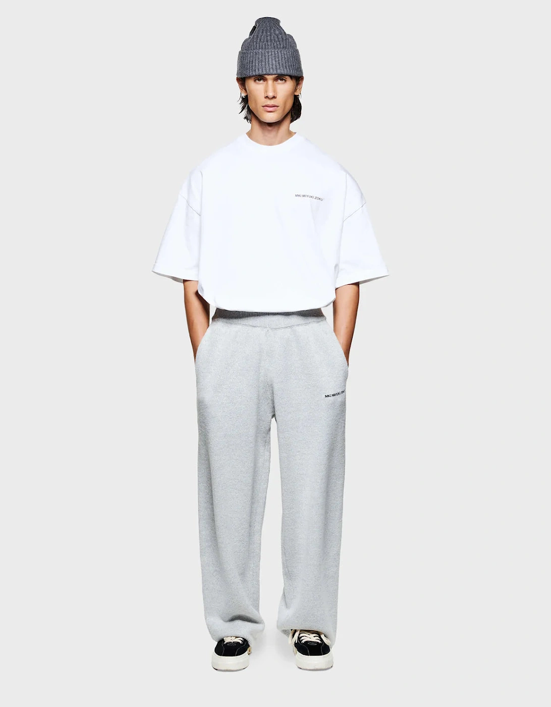 Relaxed Fit Mohair Blend Knit Wide Leg Joggers