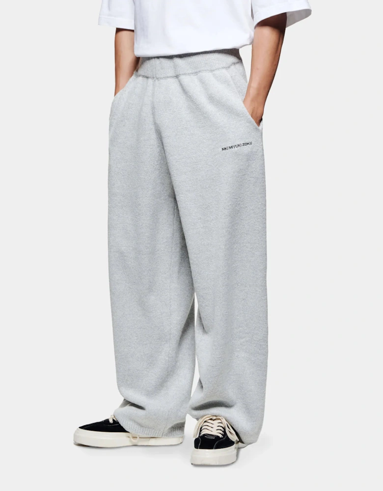 Relaxed Fit Mohair Blend Knit Wide Leg Joggers