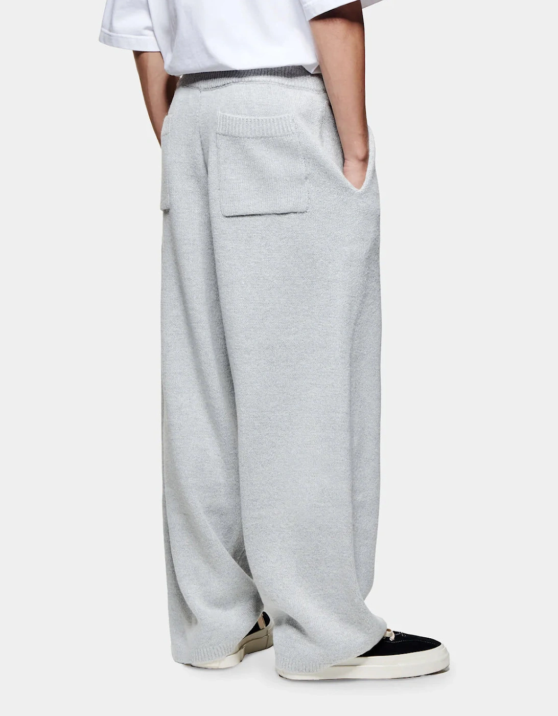 Relaxed Fit Mohair Blend Knit Wide Leg Joggers