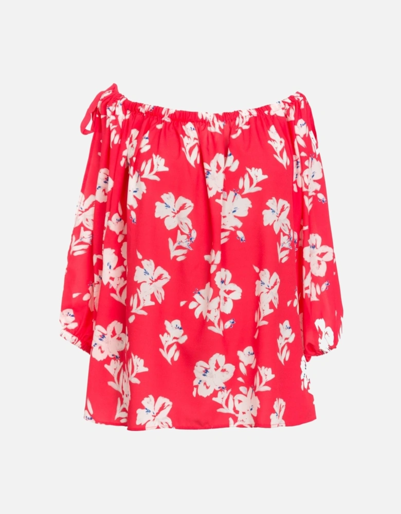 Womens Off The Shoulder Floral Print Blouse