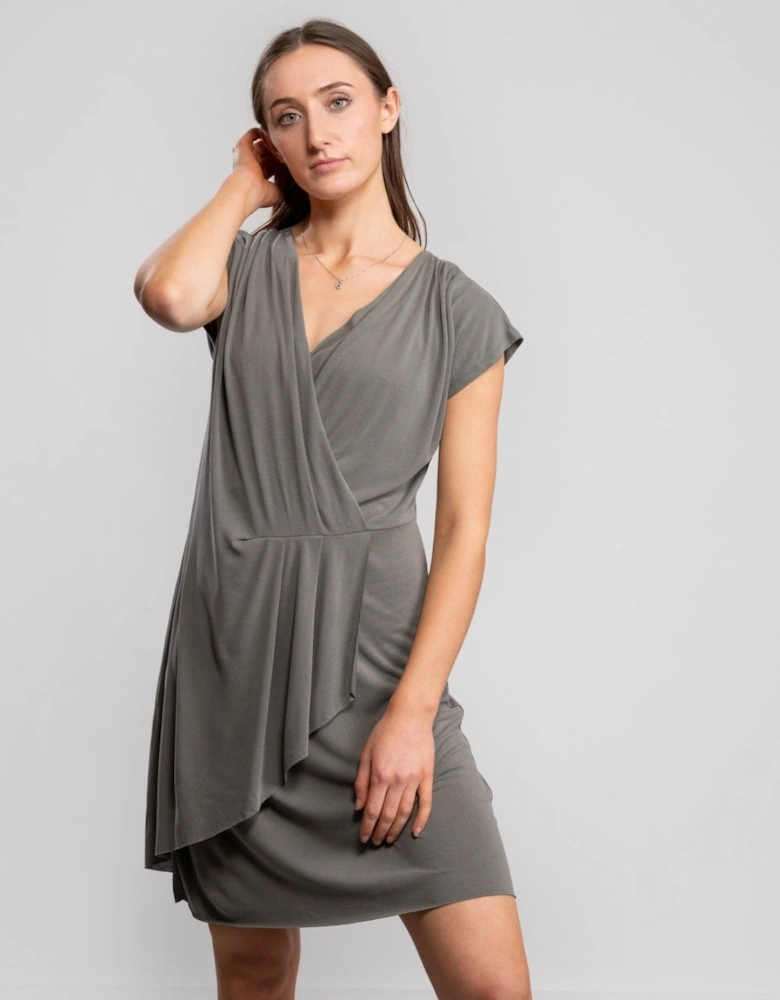 Great Plains So Peachy V Neck Drape Womens Dress