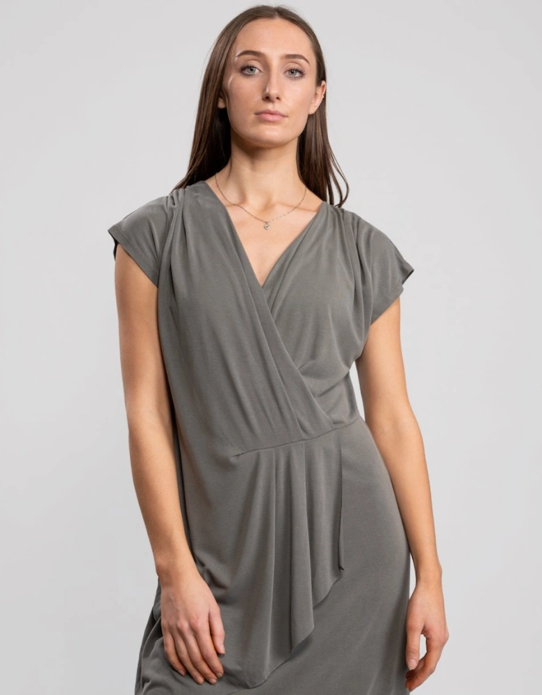 Great Plains So Peachy V Neck Drape Womens Dress