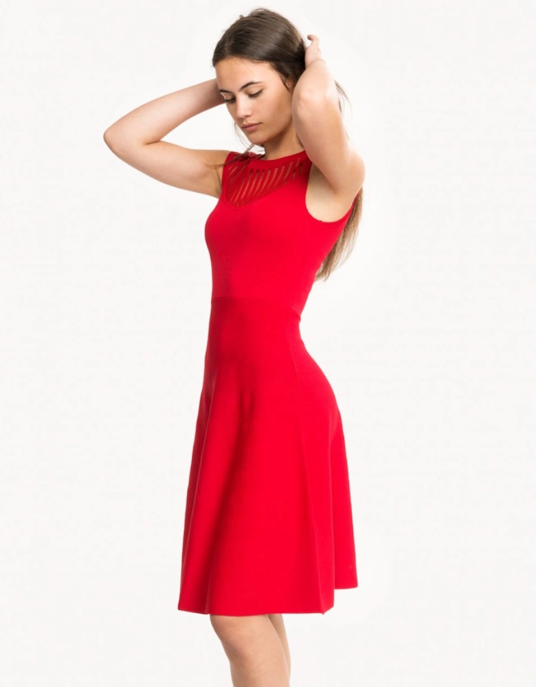 Rose Crepe Capped Sleeve Fit & Flare Dress