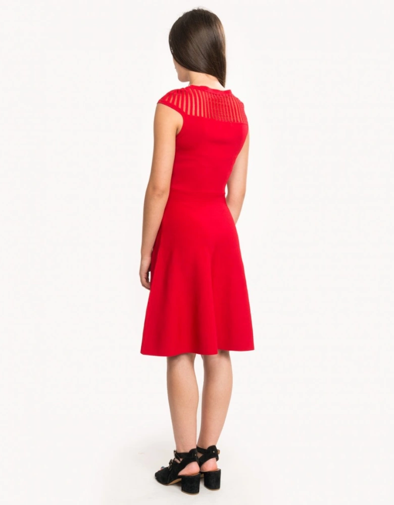 Rose Crepe Capped Sleeve Fit & Flare Dress