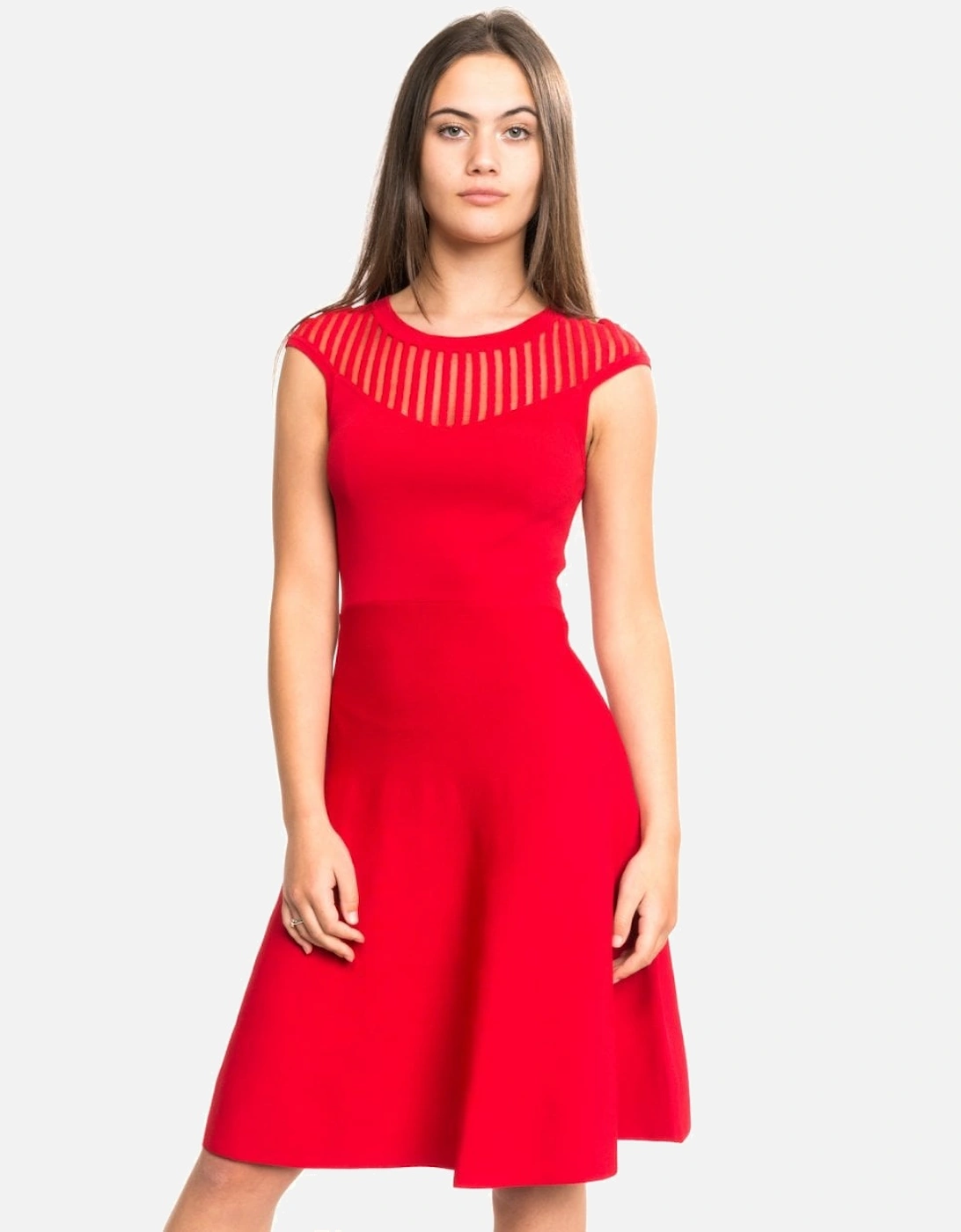 Rose Crepe Capped Sleeve Fit & Flare Dress, 7 of 6