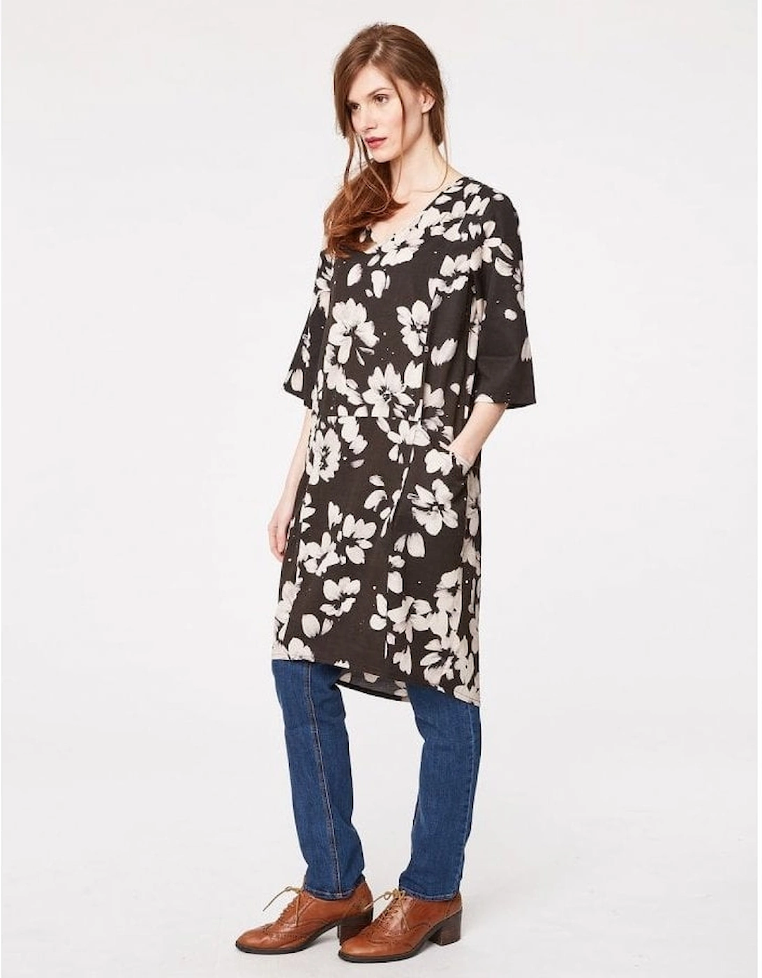 Clothing Marin Womens Tencel Flower Print Dress