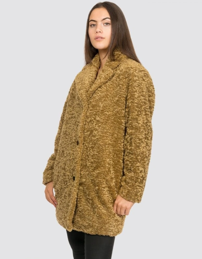 Natja Womens Faux Fur Teddy Bear Coat