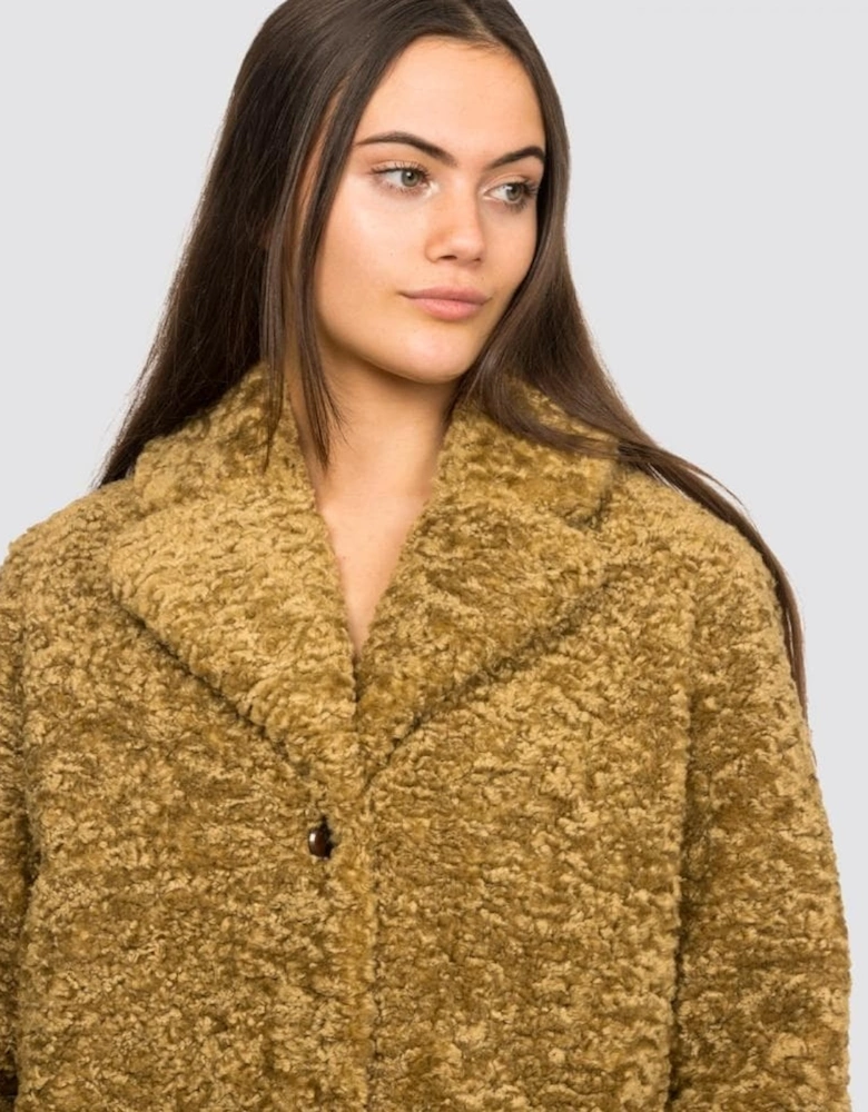 Natja Womens Faux Fur Teddy Bear Coat