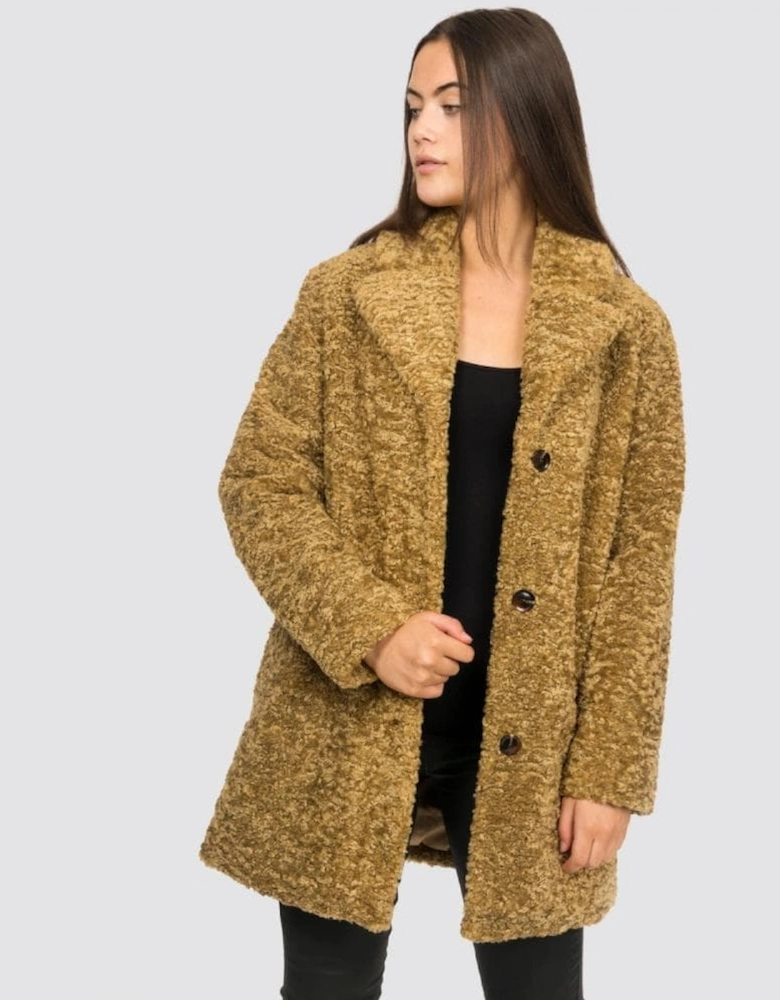 Natja Womens Faux Fur Teddy Bear Coat