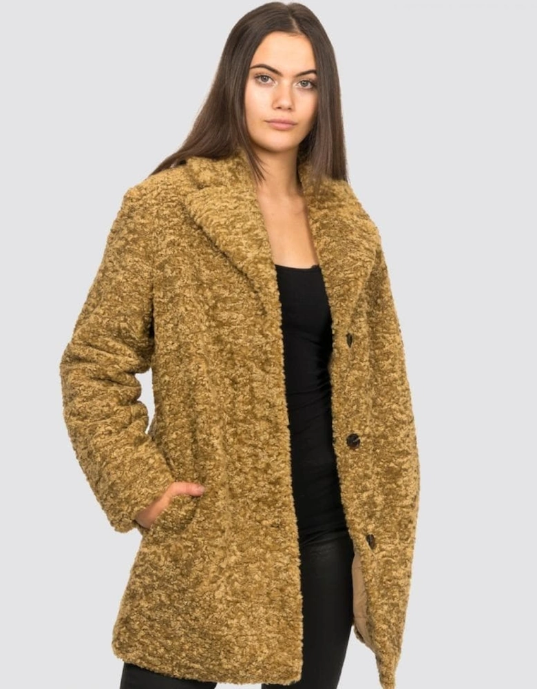 Natja Womens Faux Fur Teddy Bear Coat